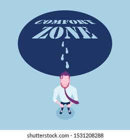 Businessmen running out of the comfort zone concept