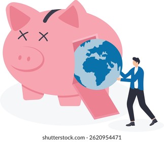 The businessmen save the world in piggy bank,


