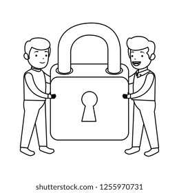 businessmen with secure padlock