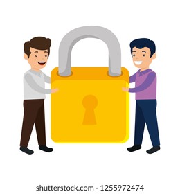 businessmen with secure padlock