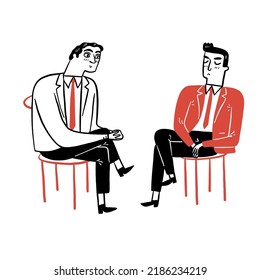 Businessmen are serious discussing, Hand drawn vector illustration