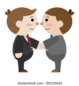 businessmen shaking hands cartoon vector 