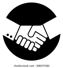 Businessmen shaking hands with circle background