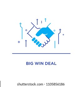 Businessmen shaking hands. Cooperation interaction. Success Cooperation. Line icon illustration