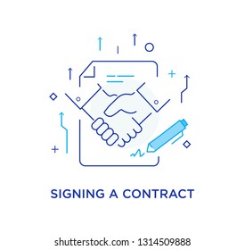 Businessmen shaking hands. Cooperation interaction. illustration Eps 10 file. Success Cooperation. Line icon illustration