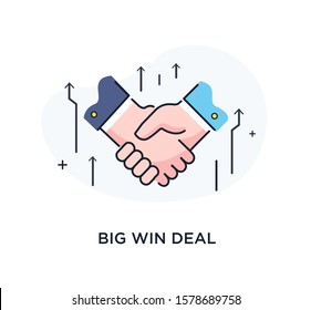 Businessmen shaking hands. Cooperation interaction. illustration Eps 10 file. Success Cooperation. Line icon illustration
