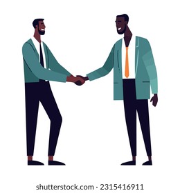 businessmen shaking hands in corporate agreement icon isolated