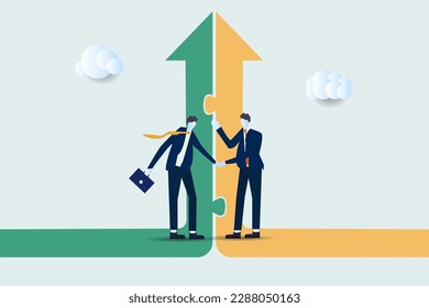 Businessmen shaking hands on a background of arrows. Cooperation, Concept business illustration