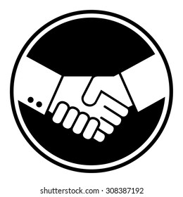 Businessmen shaking hands with round circle background and wide gap