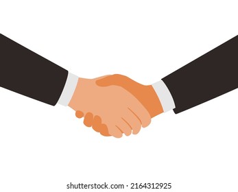 Businessmen shaking hands, white background, vector illustration