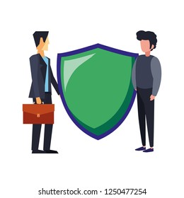 businessmen shield protection