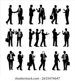 Businessmen Silhouette Vector Set – Corporate People in Action