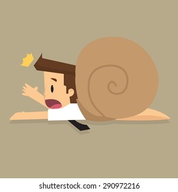 businessmen slowly, lagging behind in doing business. vector