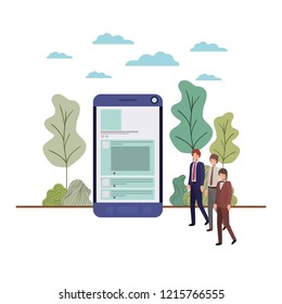 businessmen with smartphone avatar character
