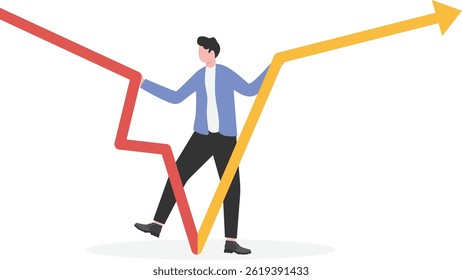 Businessmen solve company business problems to help businesses survive crisis and succeed.

