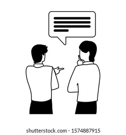 businessmen with speech bubble on white background vector illustration design
