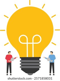 Businessmen stand amazed by the best ideas, Vector illustration in flat style

