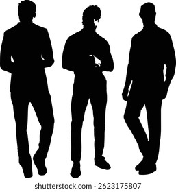 Businessmen Standing Silhouettes Vector Set