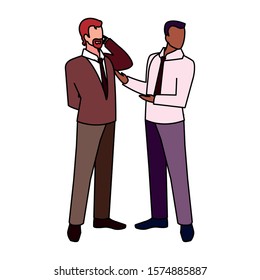 businessmen standing with various views and pose vector illustration design
