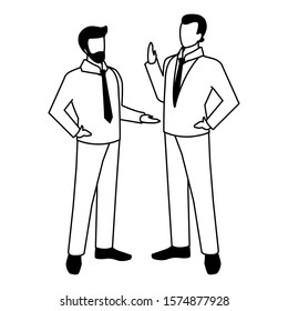 businessmen standing with various views, poses vector illustration design