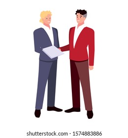 businessmen standing with various views, poses and gestures vector illustration design