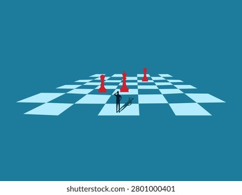 Businessmen strategize and devise solutions on the chessboard