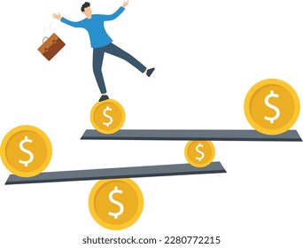 Businessmen suffer due to financial instability, Financial instability, uncertainty or unstable investment market, the risky situation of economic, crisis concept illustrations, man investors falling 