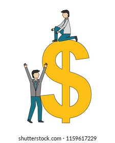 businessmen with symbol dollar isolated icon
