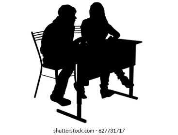 Businessmen at table in office on white background