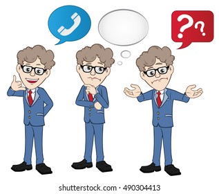 Businessmen with talking bubbles 