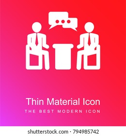 Businessmen talking in business meeting red and pink gradient material white icon minimal design