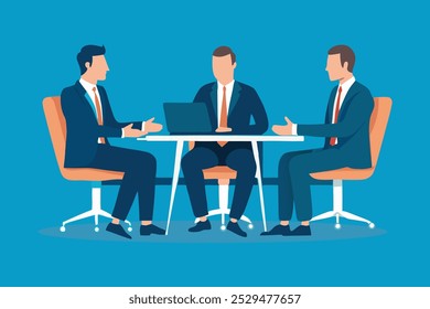 
Businessmen talking in the office isolated flat vector illustration