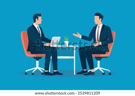 
Businessmen talking in the office isolated flat vector illustration.