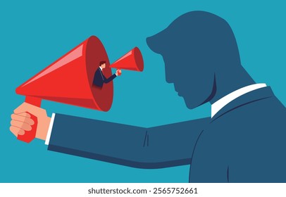 businessmen talking to themselves with megaphones
