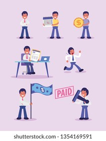 Businessmen and tax day collection cartoons vector digital image graphic