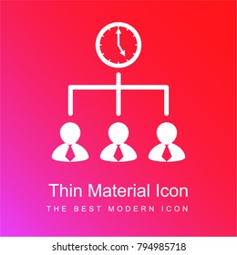 Businessmen team working with time red and pink gradient material white icon minimal design