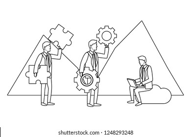 Businessmen teamwork avatar in black and white