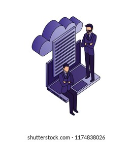 businessmen teamwork with laptop and cloud computing