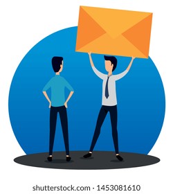 businessmen teamwork with letter message and elegant clothes