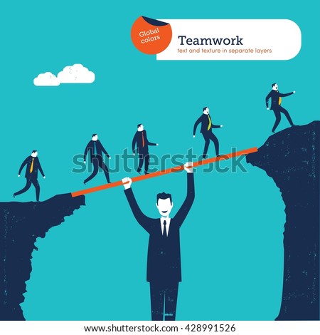 Businessmen Teamwork. Vector illustration Eps10 file. Global colors. Text and Texture in separate layers.