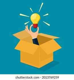 Los hombres de negocios piensan fuera de la caja. ideas creativas diferentes