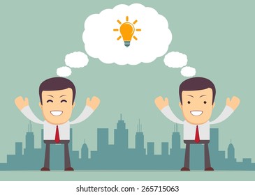 Businessmen thinking - creative mind . Vector illustration Eps10 file. 