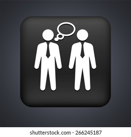 Businessmen Thinking on Black Square Button