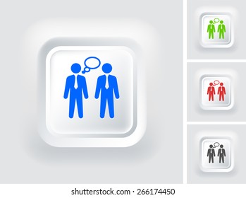Businessmen Thinking on White Square Button