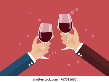 Businessmen toasting a wine glasses. Party celebration