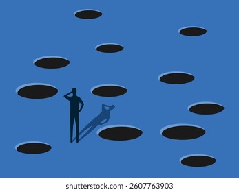 Businessmen are trapped in a black hole with many traps