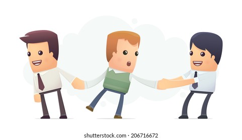 businessmen try to attract client. conceptual illustration