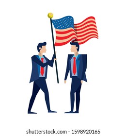 businessmen with united states american flag vector illustration design