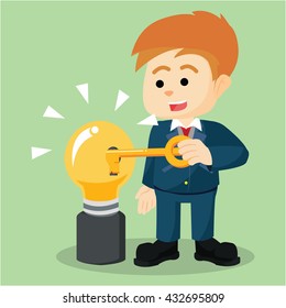 businessmen unlocking bulb