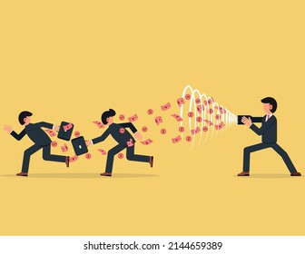 Businessmen use storm to attract money form partnership. Concept business vector illustration, Attract, Scam
